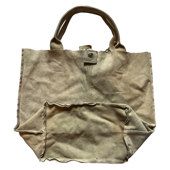 Genuine Leather Tan Suede Slouchy Shoulder Bag - Picture 7 of 7